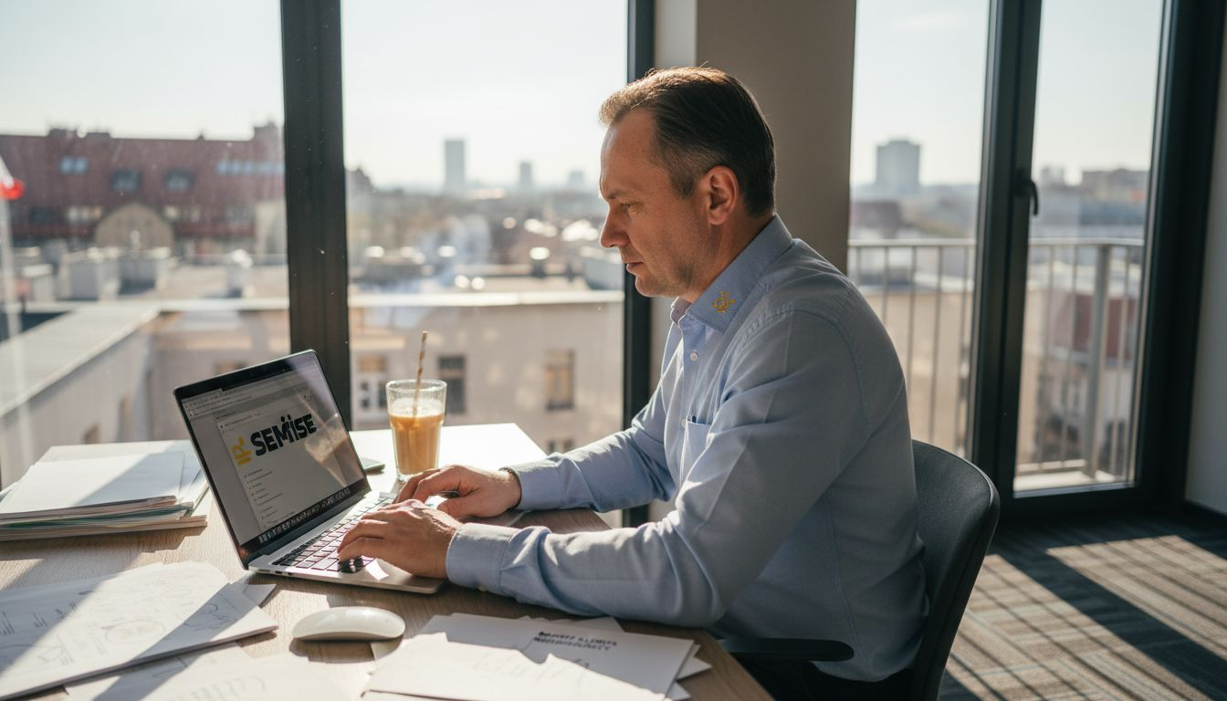 Mężczyzna analizuje skuteczność lejka sprzedażowego