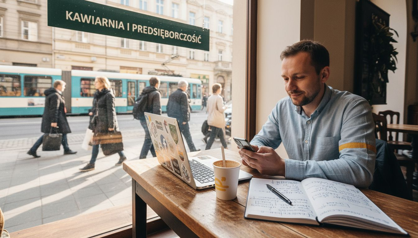Właściciel sklepu promuje swoją ofertę za pomocą reklam na Facebooku, które wyświetla również w witrynie swojego lokalu.