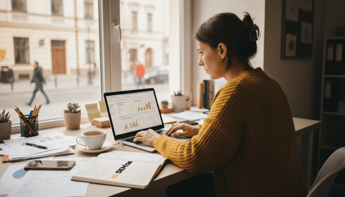 Właścicielka firmy przygląda się skuteczności swoich kampanii Google Ads, sprawdzając, które reklamy przynoszą najlepsze rezultaty.