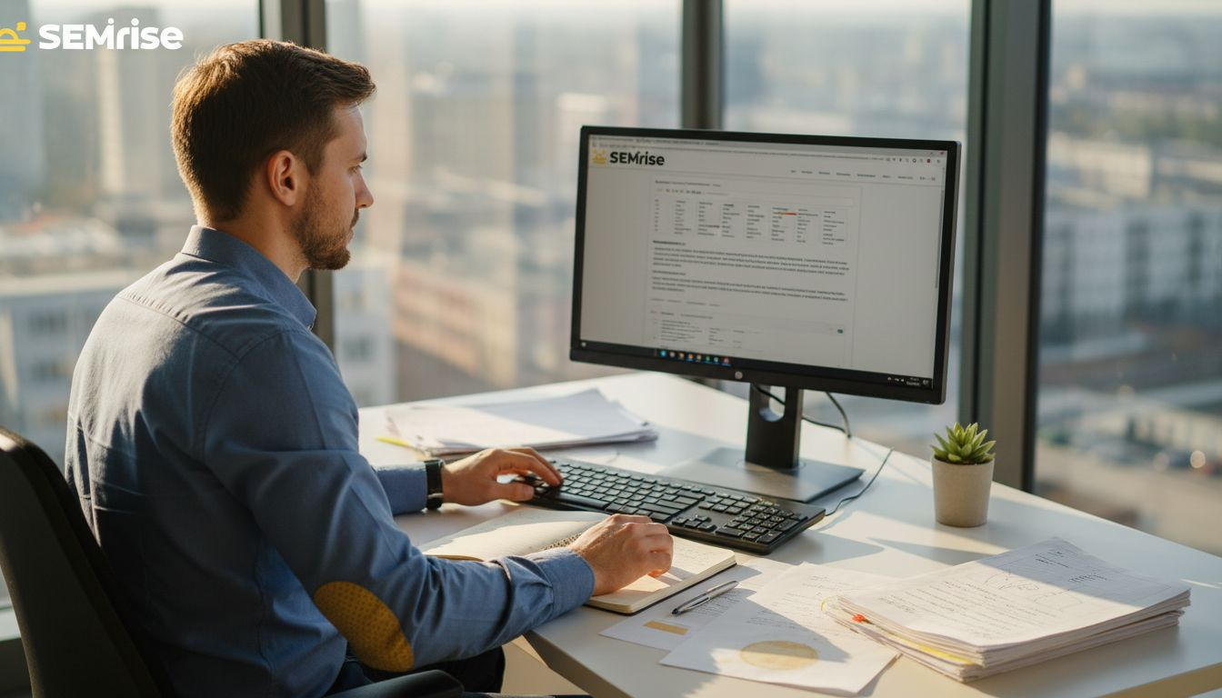 Specjalista SEO analizuje statystyki strony internetowej, sprawdzając, które elementy wymagają optymalizacji, aby poprawić widoczność w wyszukiwarkach.