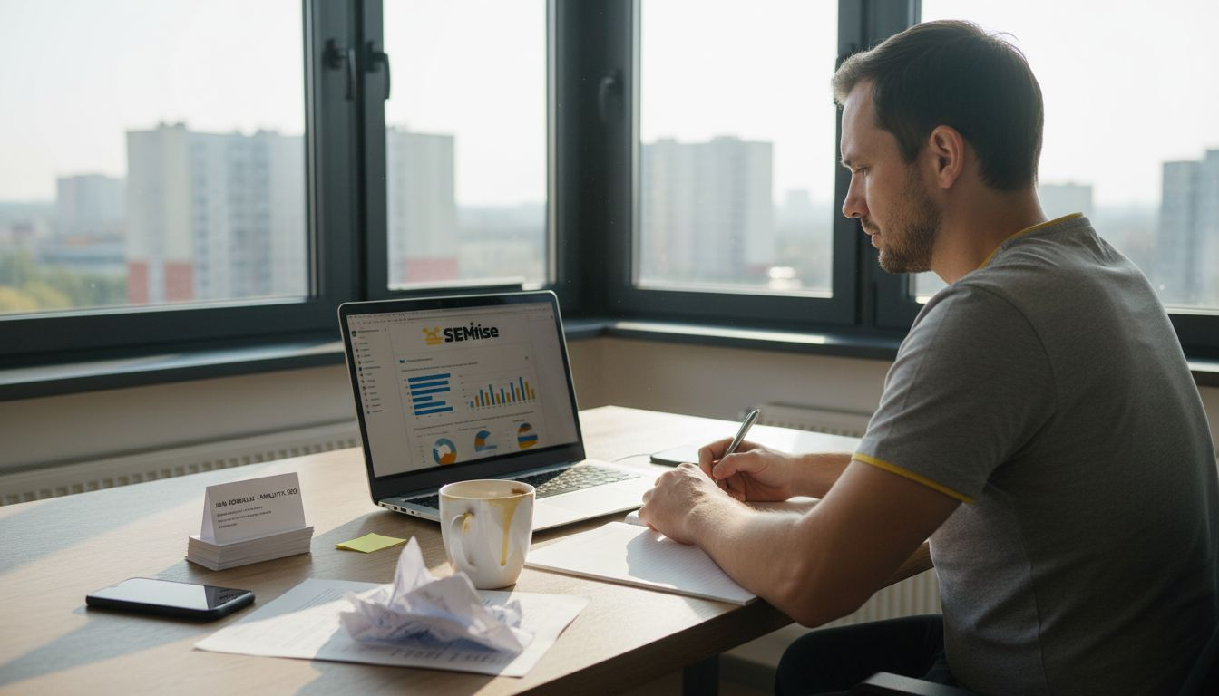 Właściciel firmy opracowuje strategię rozwoju swojej strony internetowej