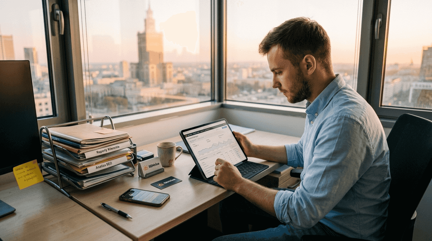 Przedsiębiorca przygląda się wynikom swoich działań marketingowych w internecie