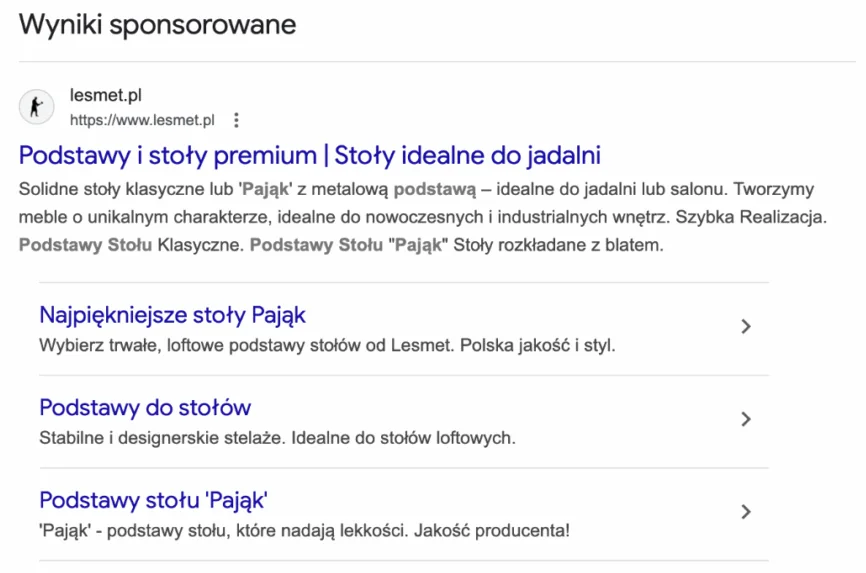 Reklama Lesmet — Wyszukiwarka Google — komputer