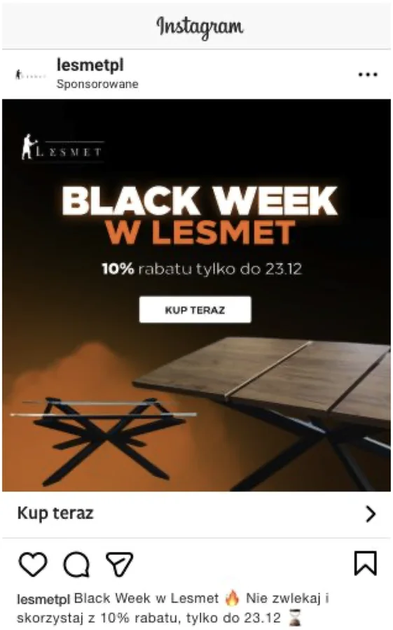 Reklama Lesmet — Instagram